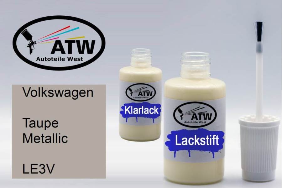 Volkswagen, Taupe Metallic, LE3V: 20ml Lackstift + 20ml Klarlack - Set, von ATW Autoteile West.